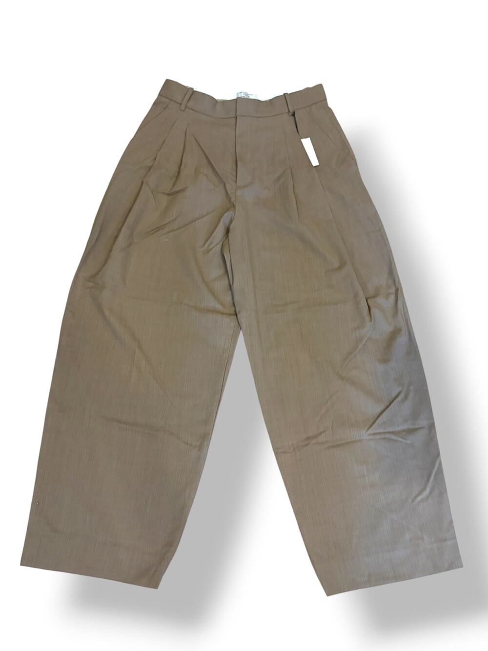 Banana Republic Tan Wool Wide Leg Pleated Pants 10 NWT Dark Academia
